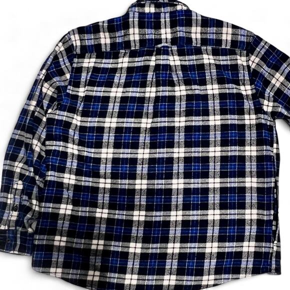 ORVIS Flannel Shacket Shirt Jacket Plaid Big Bear Button Men's XXL Pockets Blue - Picture 4 of 9